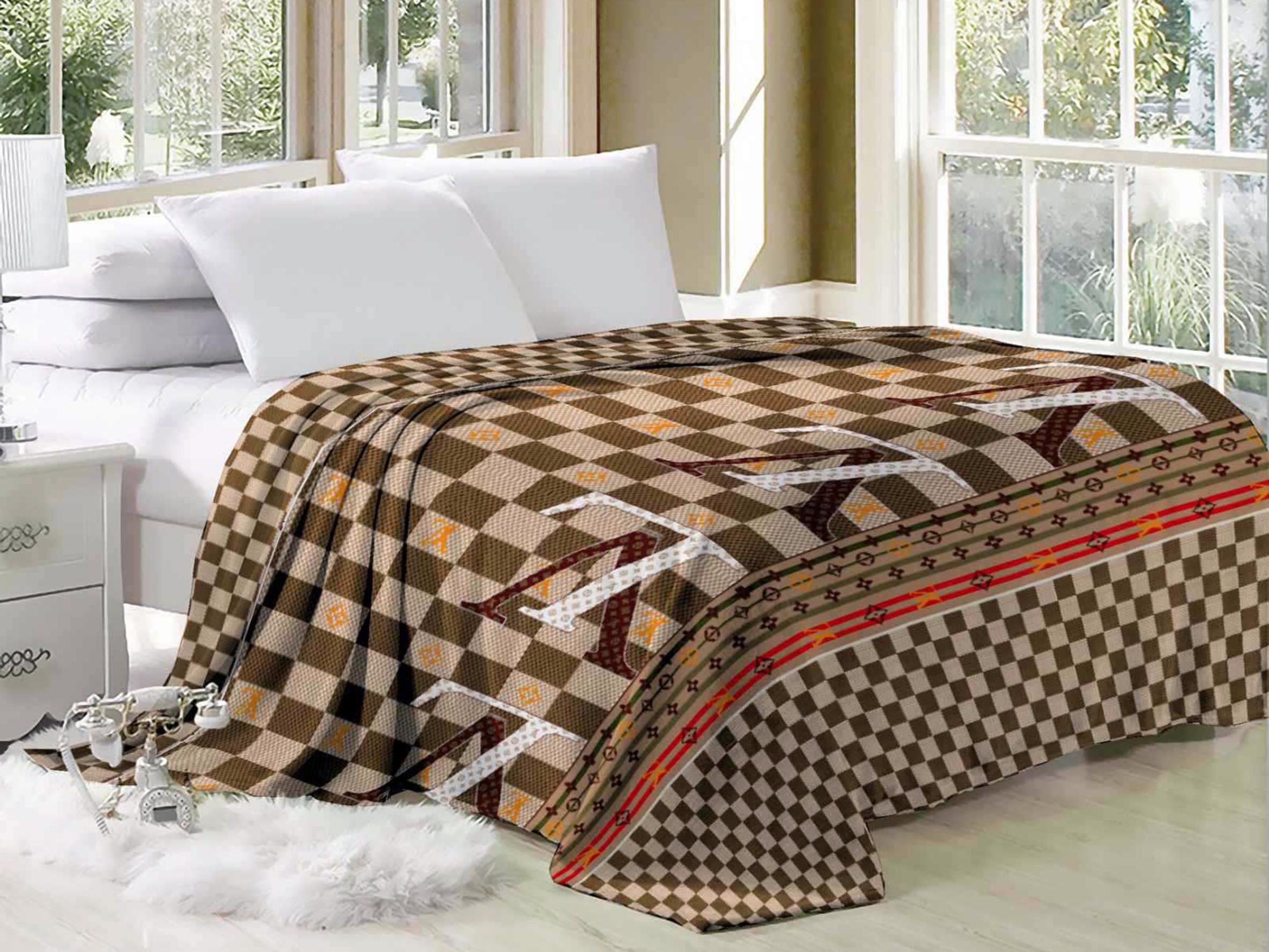 Плед из микрофибры Луи Витон в клетку 160х210 см (14967574)