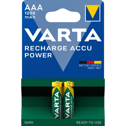 Аккумуляторная батарея Varta Rechargeable Accu AAA 1000 mAh 2 шт. Зеленый (30835683)