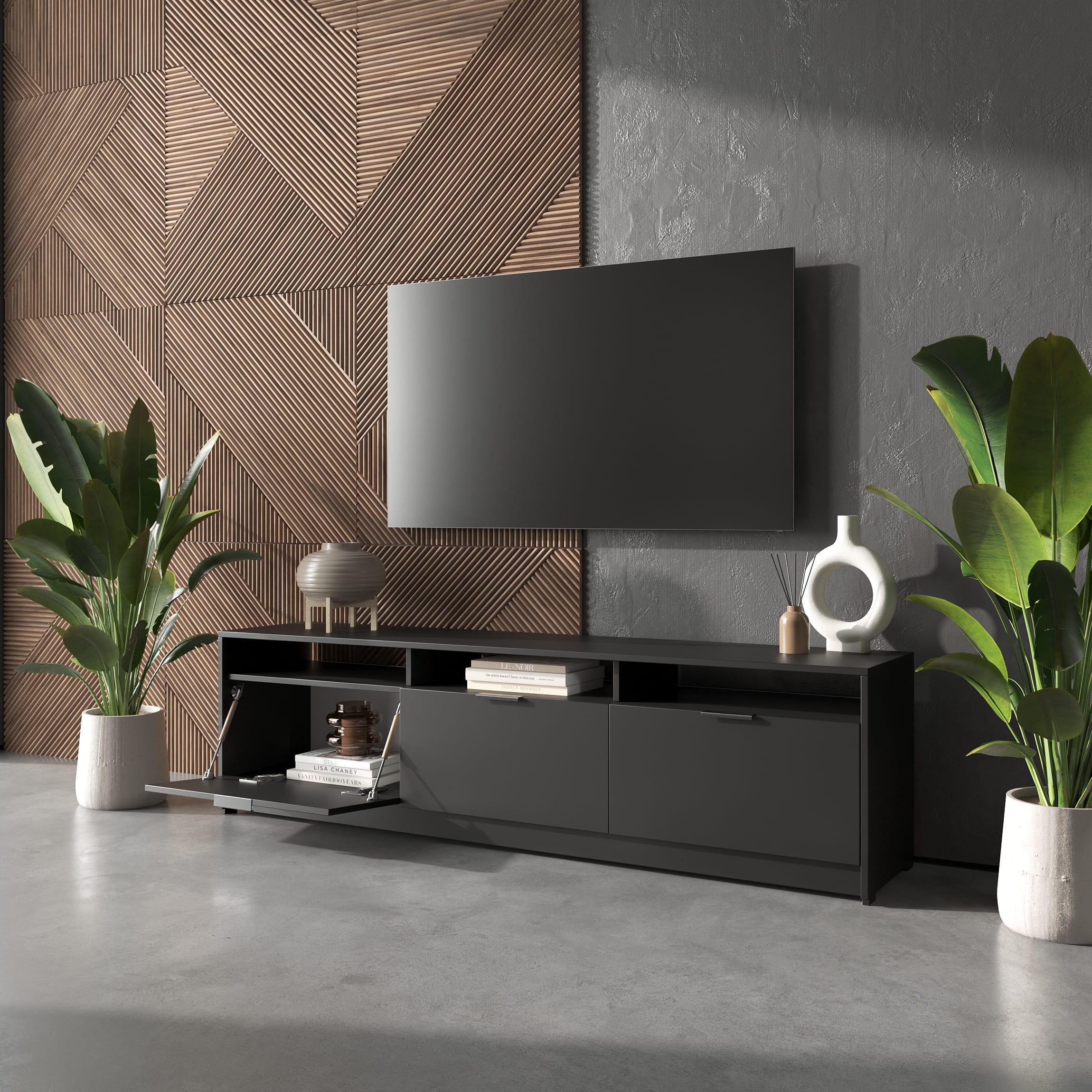 Тумба под ТВ на 3 дверки в современном стиле Черный (380636)