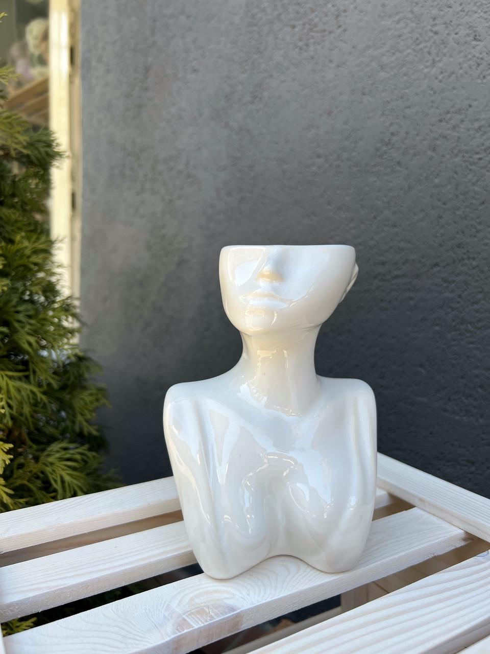 Ваза керамическая Boxiku Аннет 14 см Белый глянец