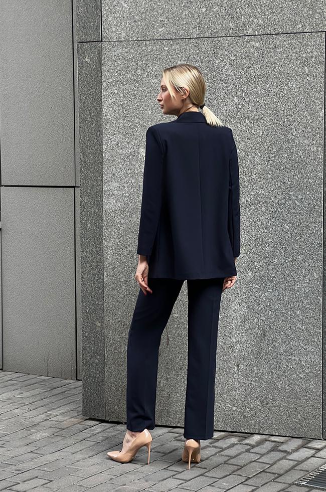 Костюм Lipar 0417 двойка с разрезами на рукавах и запанками р. 46 Синий (16896848) - фото 2