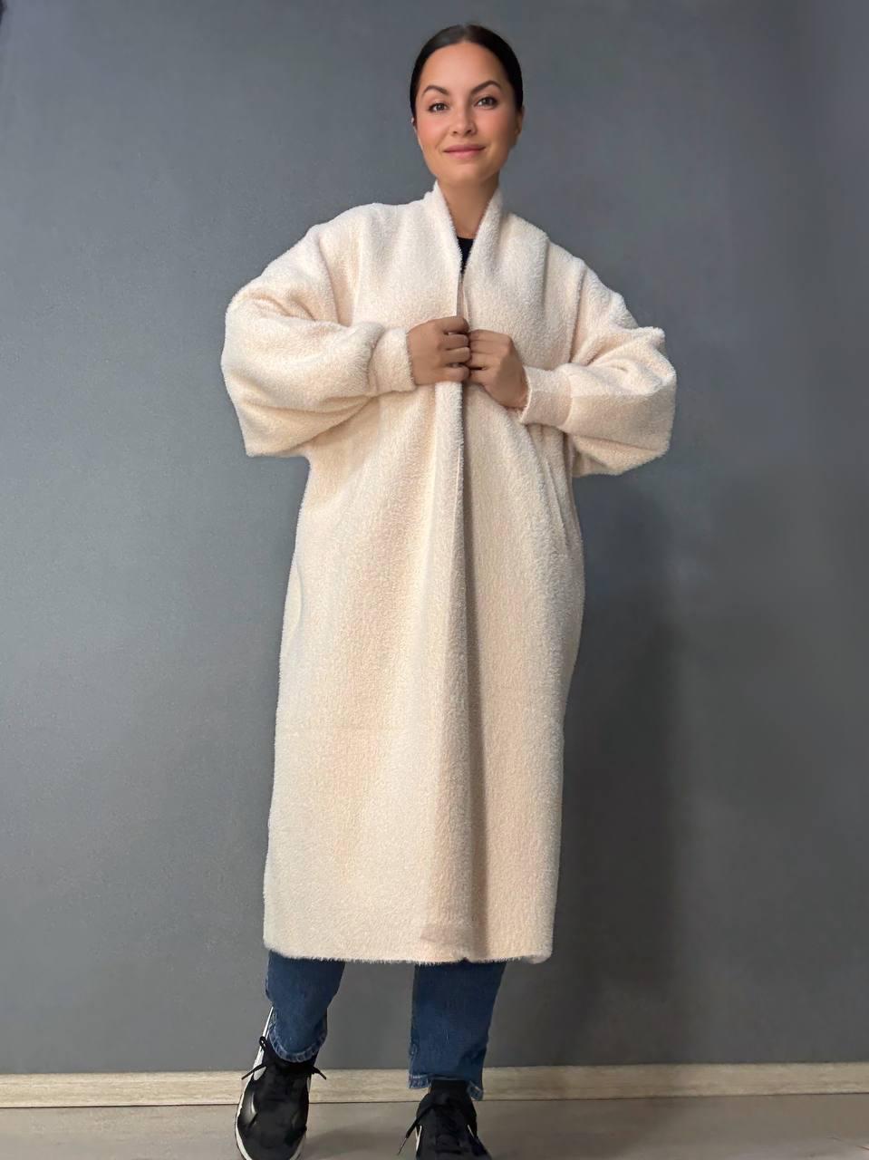 Кардиган жіночий Fancy Matinee 30740 ангора довгий з кишенями OS Молочний (4872) - фото 9