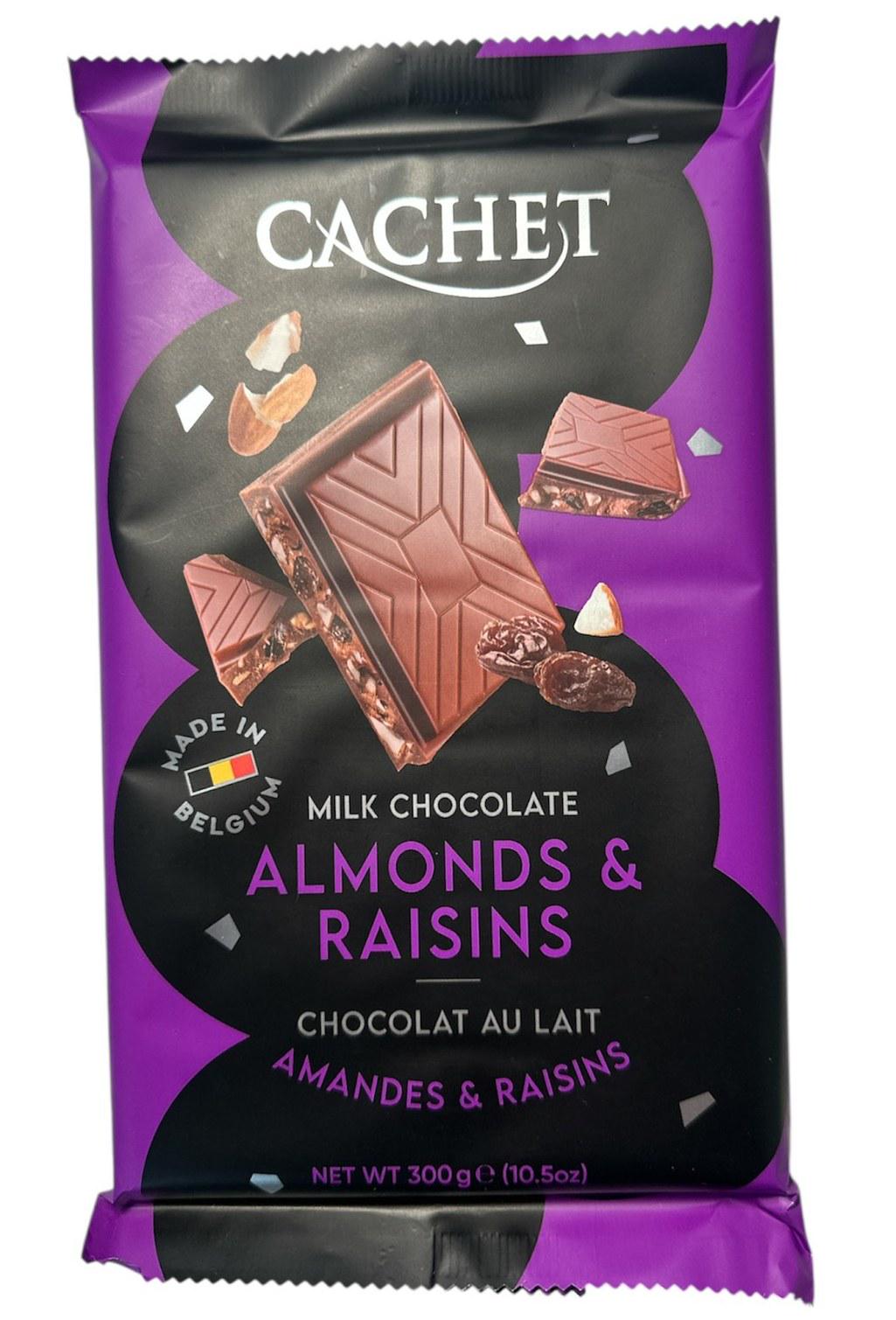 Шоколад иолочный Cachet Almonds & Raisins с миндалем и изюмом 300 г (52481)