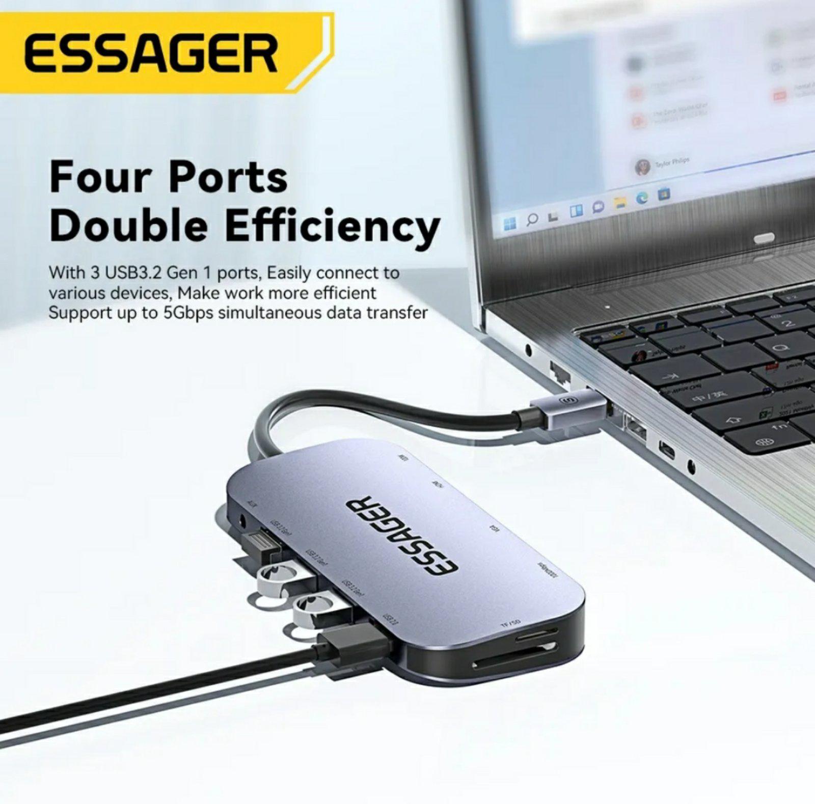 Хаб-USB Essager 11в1 Type-C (230000) - фото 5