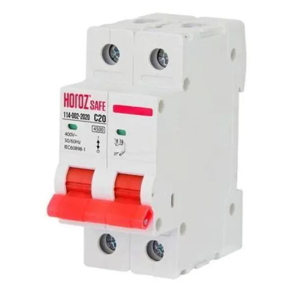 Автоматический выключатель Horoz Electric 114-002-2020-010 Safe 2P 20A C 4,5kA на DIN-рейке (00000041110)