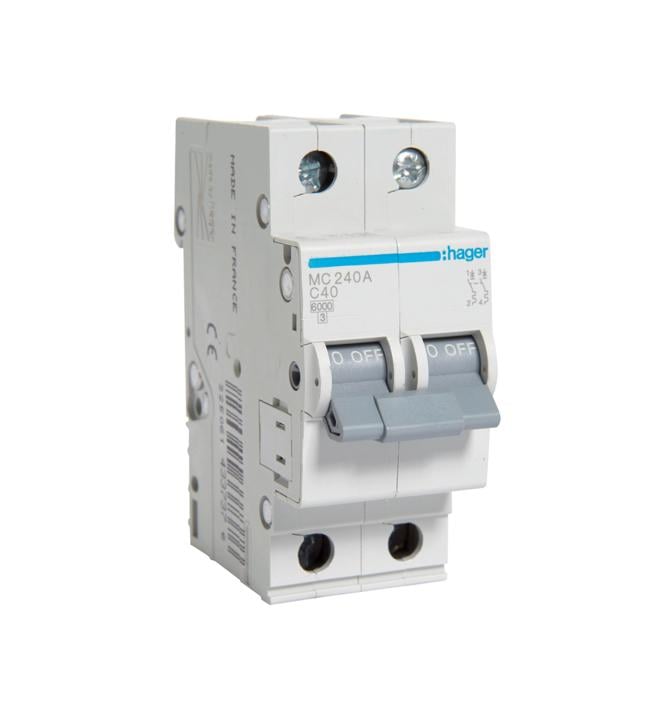 Автоматический выключатель Hager 2P 40A C 6 kA MC240A 2M