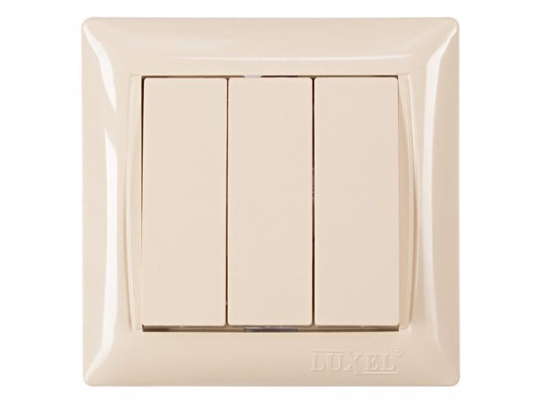 Выключатель трехклавишный Luxel 3313 PRIMERA Кремовый (27551902)