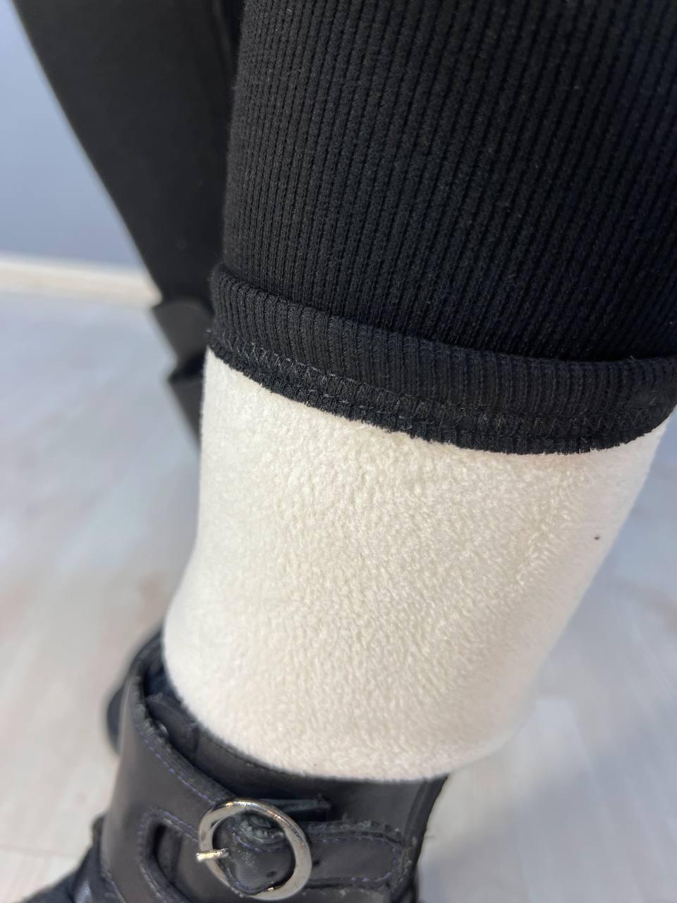 Лосины женские Clover 2937 рубчик широкий пояс камушки утепленные на меху 2XL Черный (3153) - фото 3