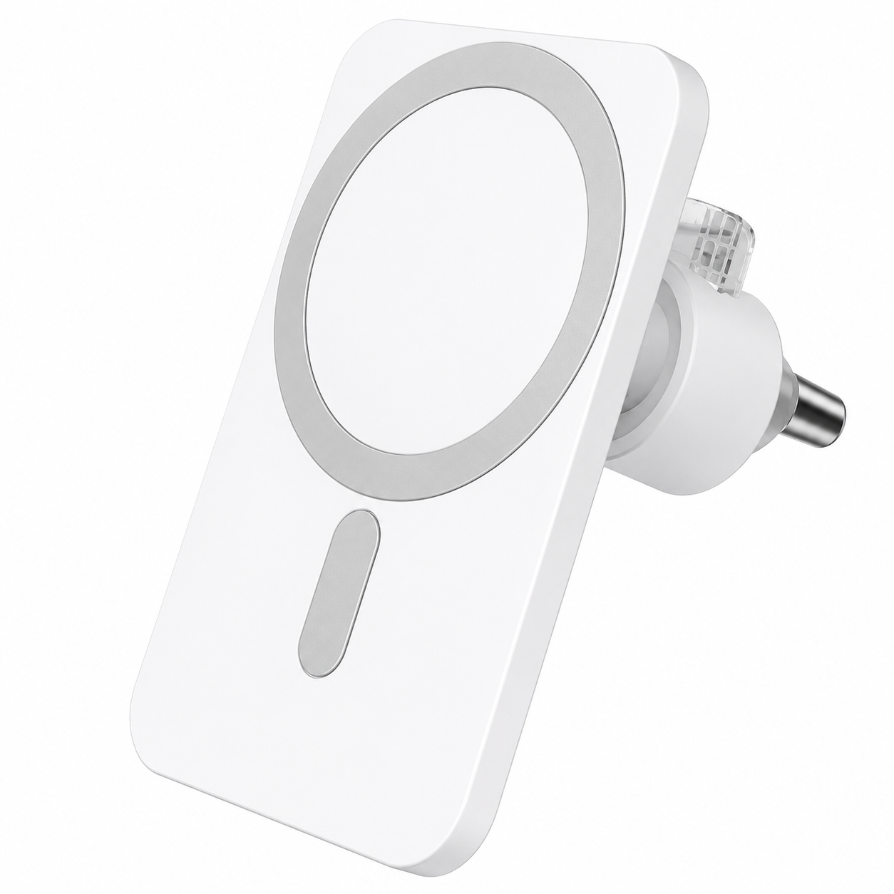 Зарядное устройство автомобильное беспроводное для iPhone MagSafe 15 Вт USB Type-C с креплением на решетку 360° Белый (1016-208-00)