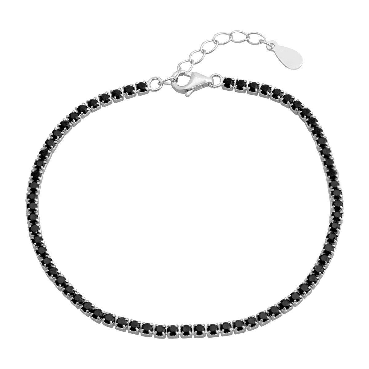 Браслет серебряный с черными фианитами