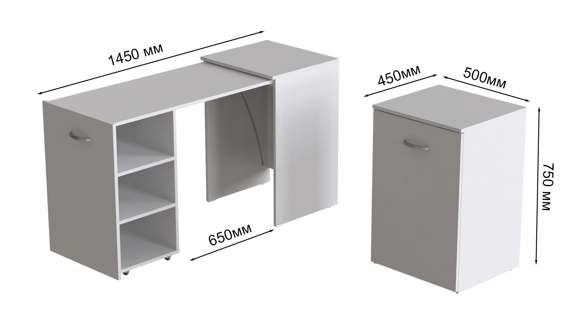 Стіл-тумба трансформер Ferrum-decor 1/1 ДСП 16 мм 750x1450x500 мм Білий (FRD-105067) - фото 6 Стіл-тумба трансформер Ferrum-decor 1/1 ДСП 16 мм 750x1450x500 мм Білий (FRD-105067) - фото 6