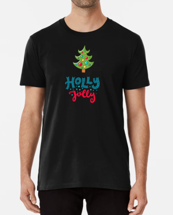 Футболка мужская новогодняя Stedman с принтом Елка Holly jolly L Черный (НГ1-3)