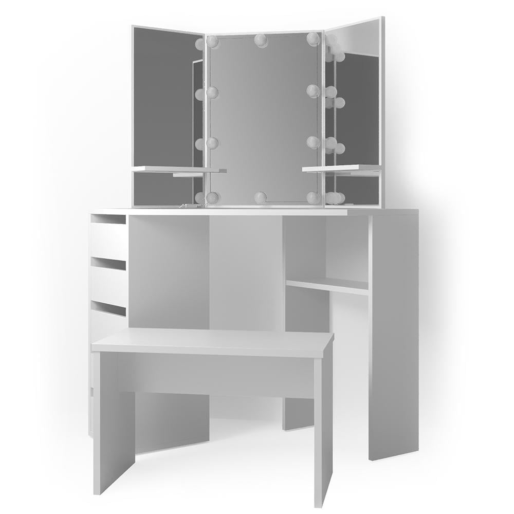 Кутовий трельяж Vicco Arielle з підсвічуванням і лавкою 110x142 Білий Кутовий трельяж Vicco Arielle з підсвічуванням і лавкою 110x142 Білий