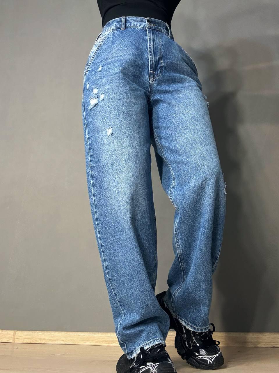 Джинси жіночі ITS Basic 2952-10S5 skater baggy банани рвані р. 36 Синій (6965)