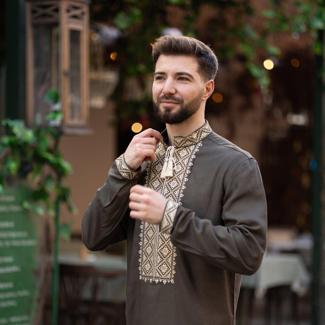 Вышиванка мужская р. 48 Хаки (563) Вышиванка мужская р. 48 Хаки (563)