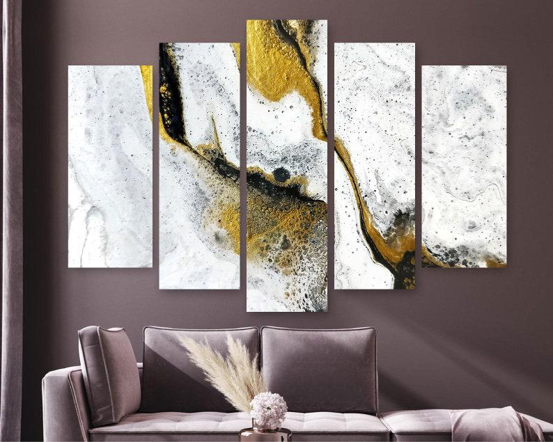 Модульная картина KIL Art Блестящая абстракция на холсте из пяти частей 137x85 см (M51_L_189)