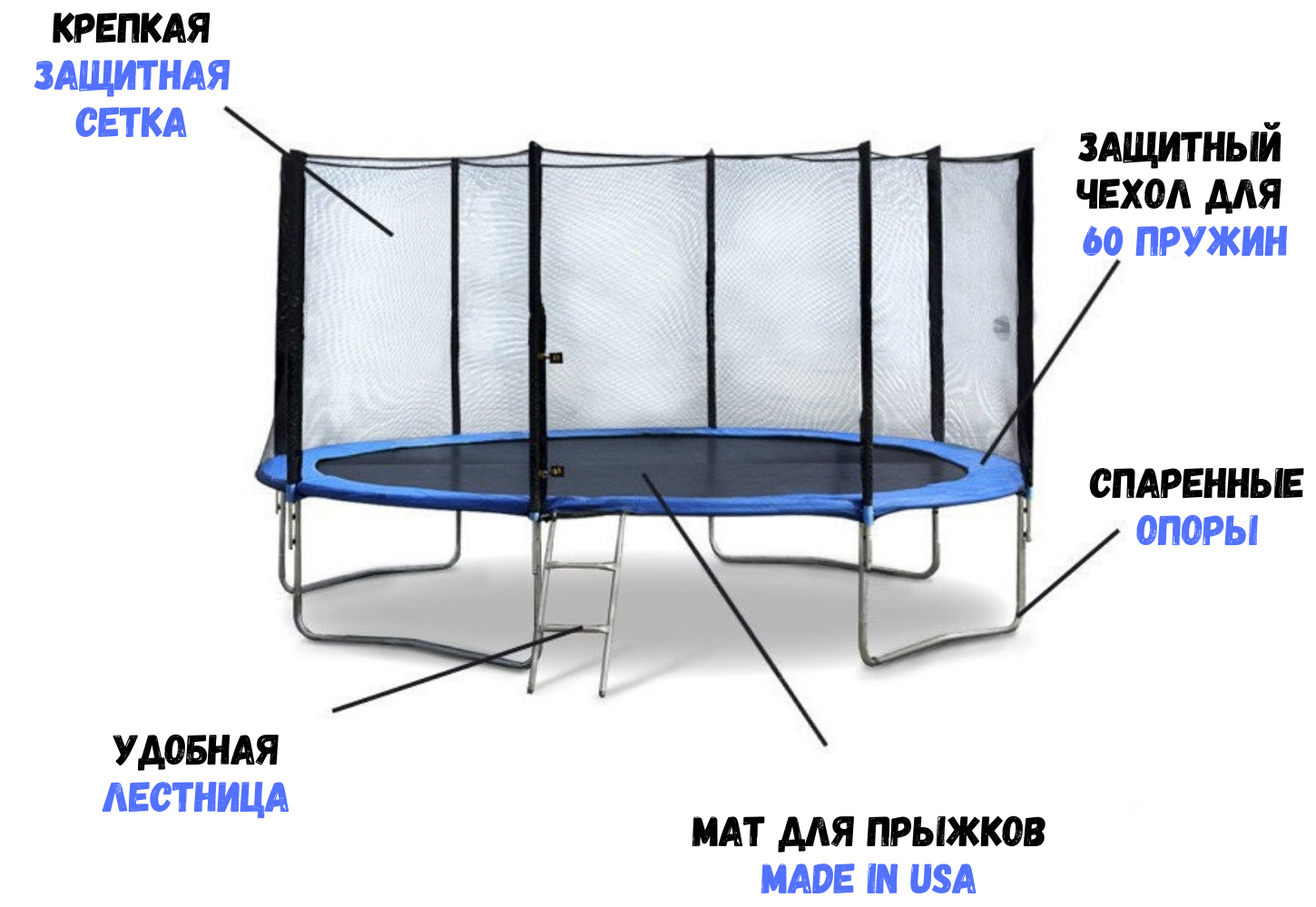 Батут дитячий Atleto з захисною сіткою та драбиною 312 см до 120 кг - фото 3