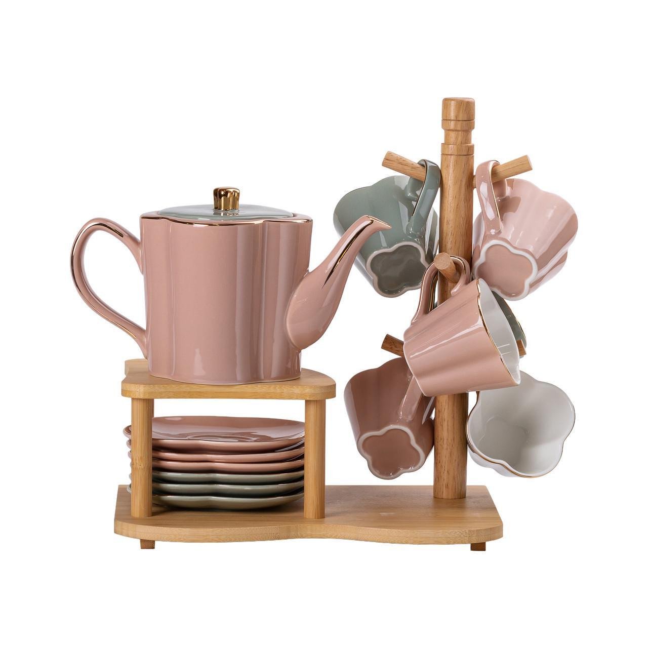 Чайний сервіз з бамбуковою підставкою на 6 персон (HP-15-25)