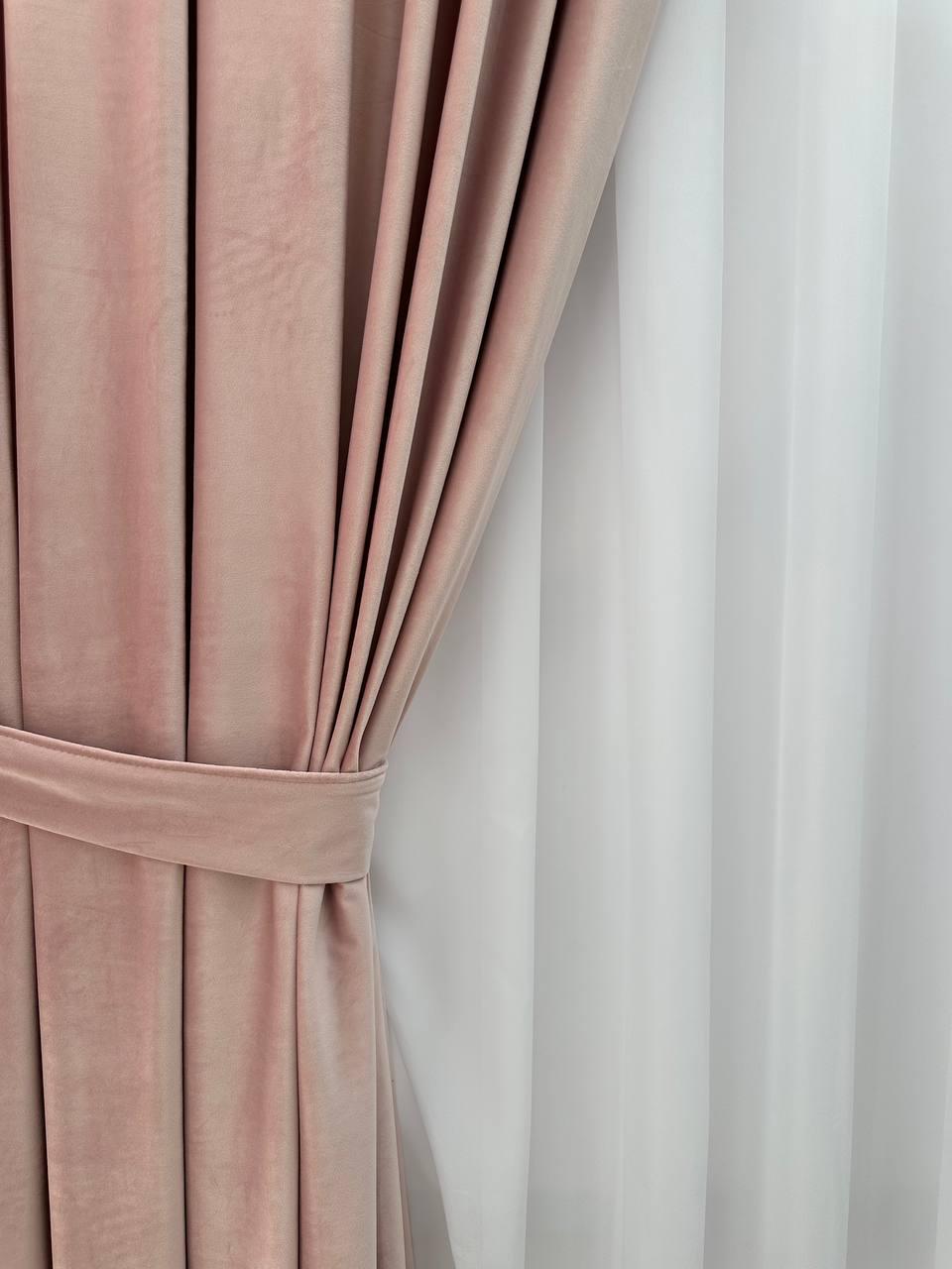 Штора велюрова на тасьмі 6 см 300x250 см Ніжно-рожевий (6319-N71-Т43) - фото 4