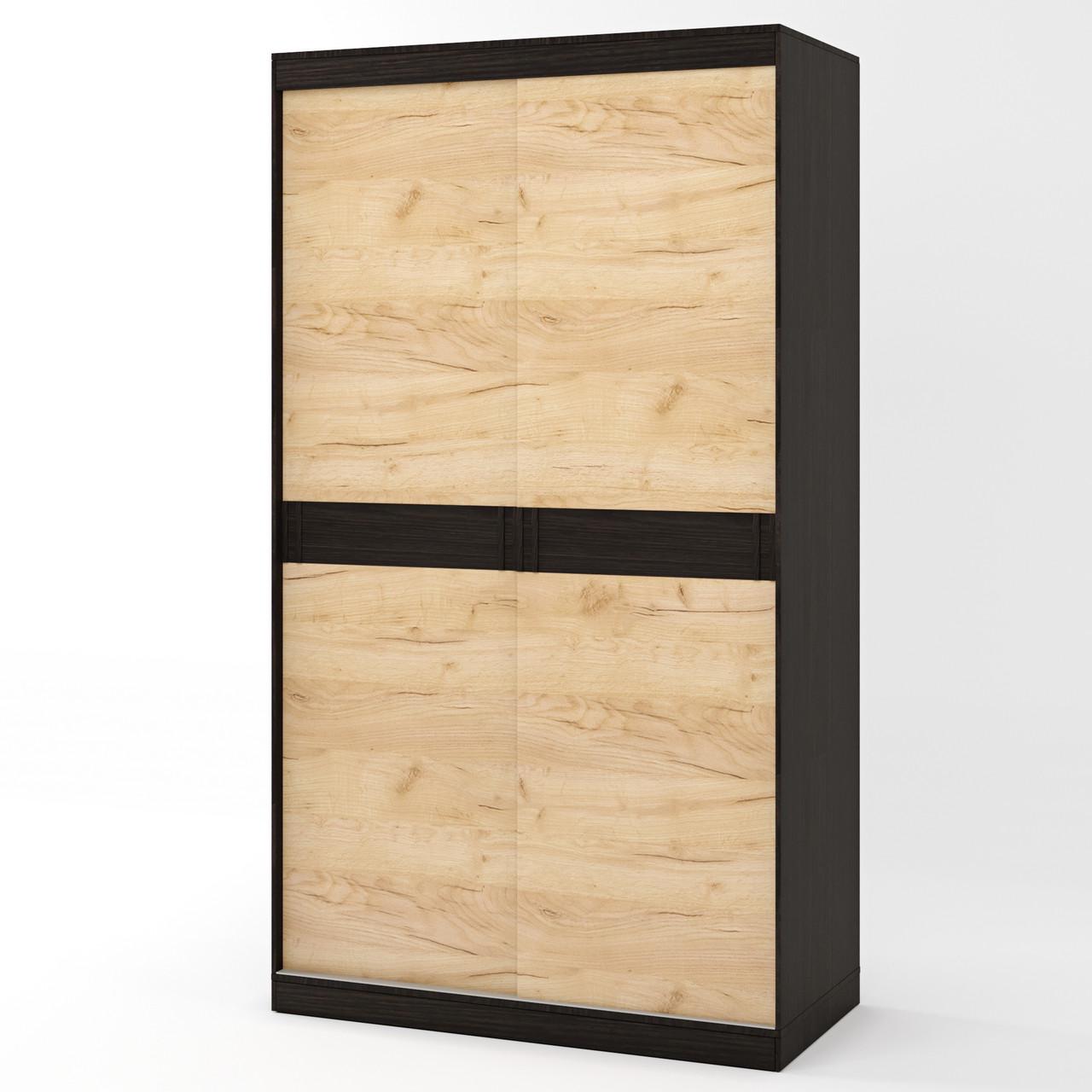 Шафа-купе Еверест Соната 1200 дводверна 120х60х217 см Венге темний/Дуб крафт золотий (DTM-2393)