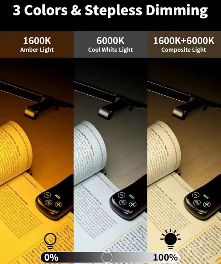 Лампа для читання книг BOOK LIGHT 14 LED з акумулятором Чорний (00002) - фото 11