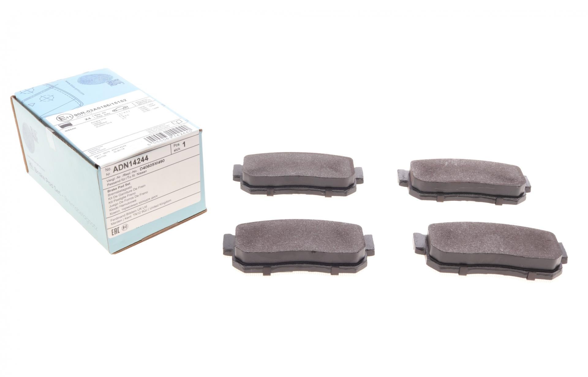 Колодки тормозные задние BLUE PRINT для Nissan Almera/Maxima 95-00/Primera 90-98/Sunny 90-95/Infiniti I30 97- (ADN14244)