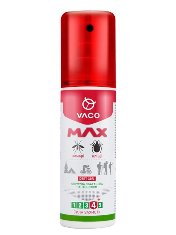 Спрей комаров/клещей и мошек VACO Max Deet 30% с пантенолом 80 мл - фото 1