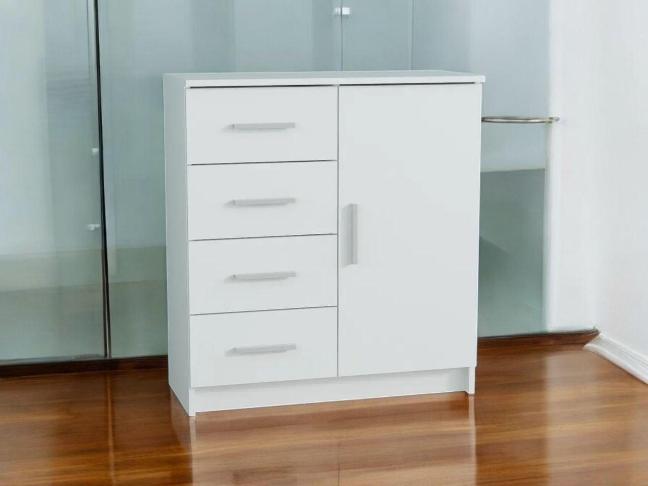 Комод для речей на 4 шухляди з дверима Білий (P93) - фото 5 Комод для речей на 4 шухляди з дверима Білий (P93) - фото 5