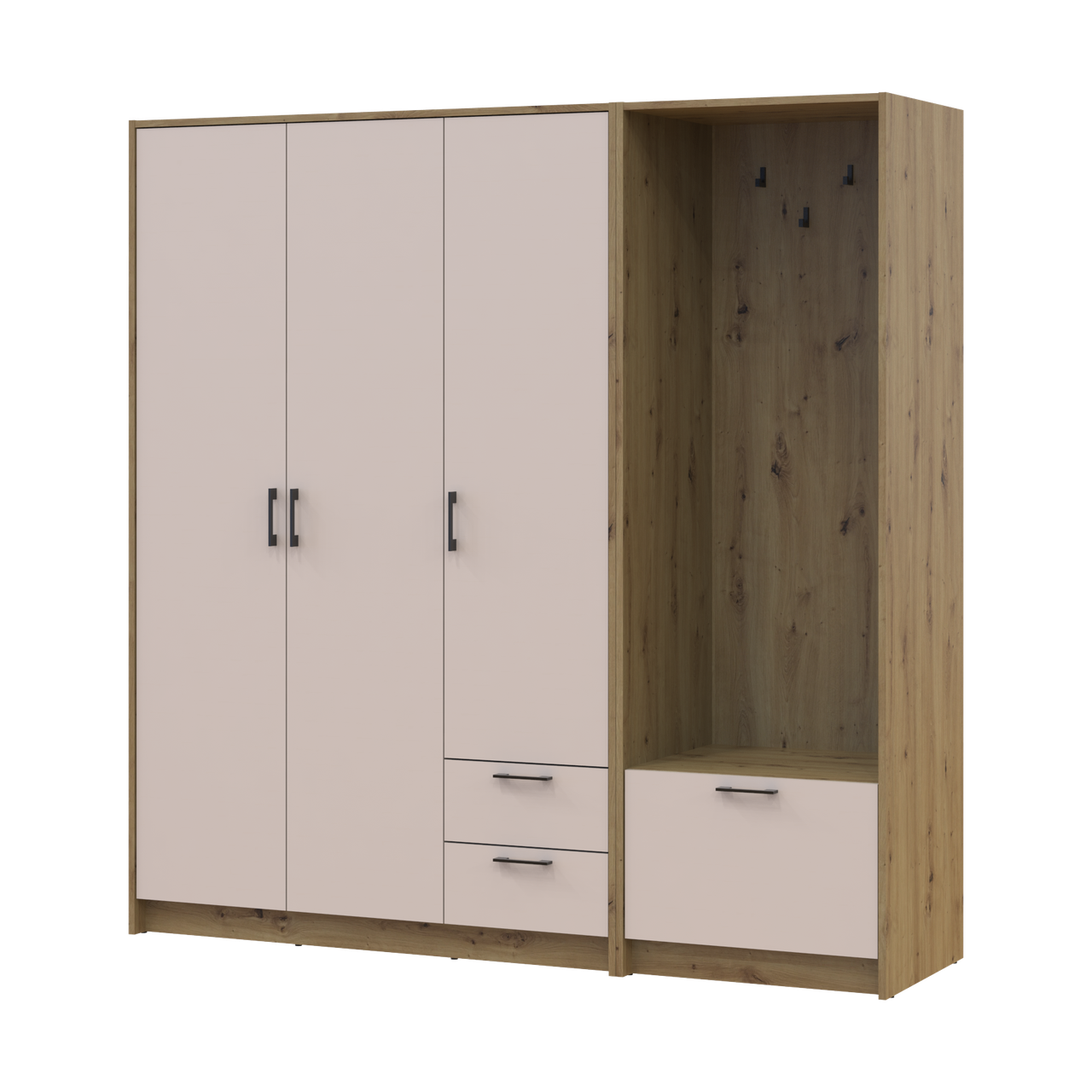 Шафа для одягу Doros Ронді з вішалкою 3 ДСП 181х52х195 см Дуб Артізан/Кашемір (42005280) Шафа для одягу Doros Ронді з вішалкою 3 ДСП 181х52х195 см Дуб Артізан/Кашемір (42005280)