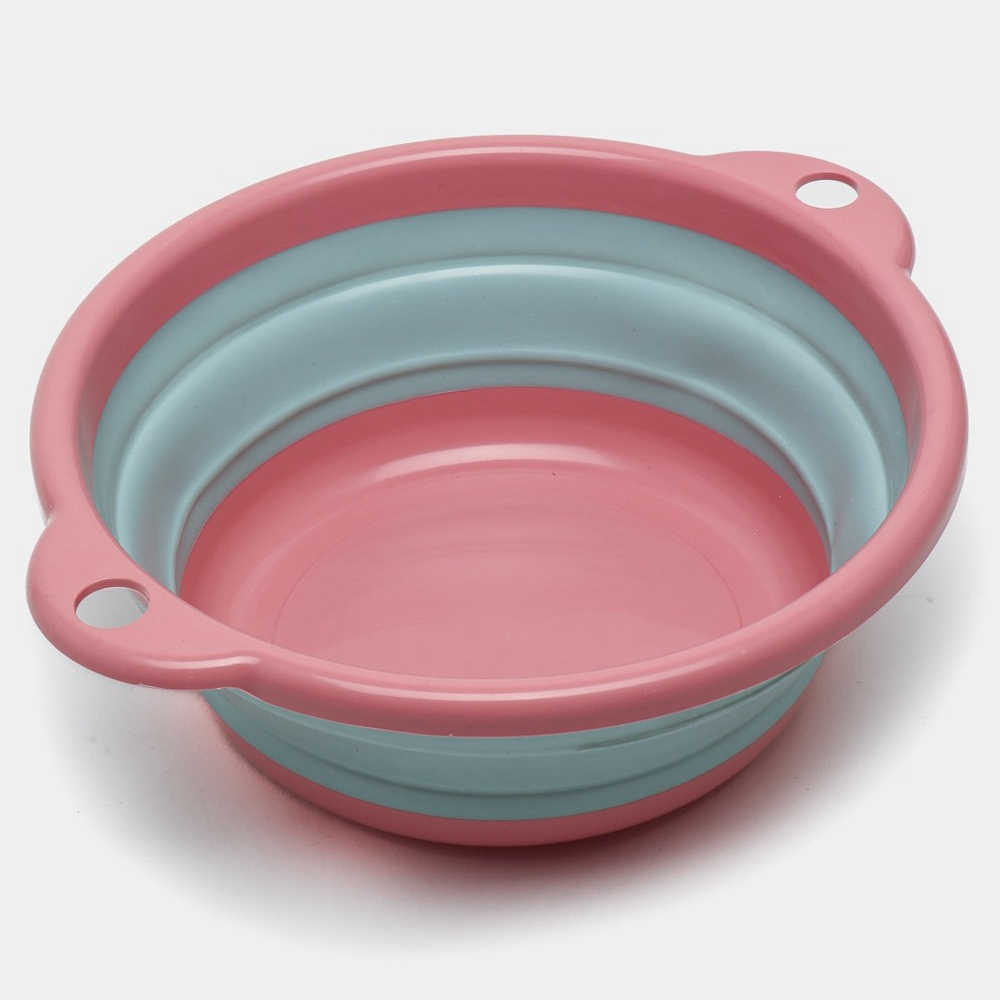 Таз-миска складаний пластиковий 23x20x8,5 см Рожевий - фото 1