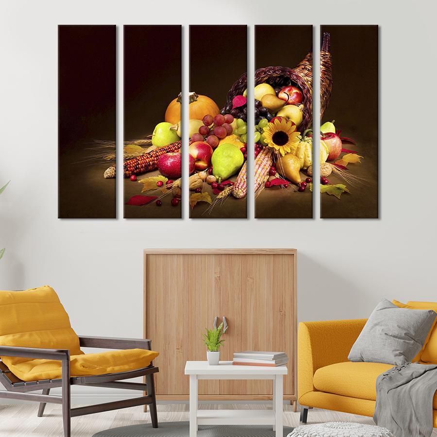 Картина модульная из 5 частей Изобилие осенних овощей и фруктов 87x50 см (273-51)