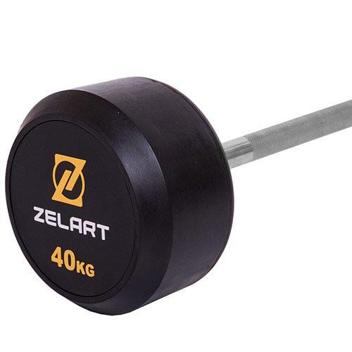 Штанга фиксированная прямая Rubber Coated Barbell Zelart TA-2685 40 кг Черный (58363066) - фото 3