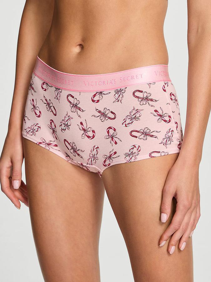 Трусики женские Victoria's Secret Logo Cotton Boyshort XS Розовый (43652955162808)