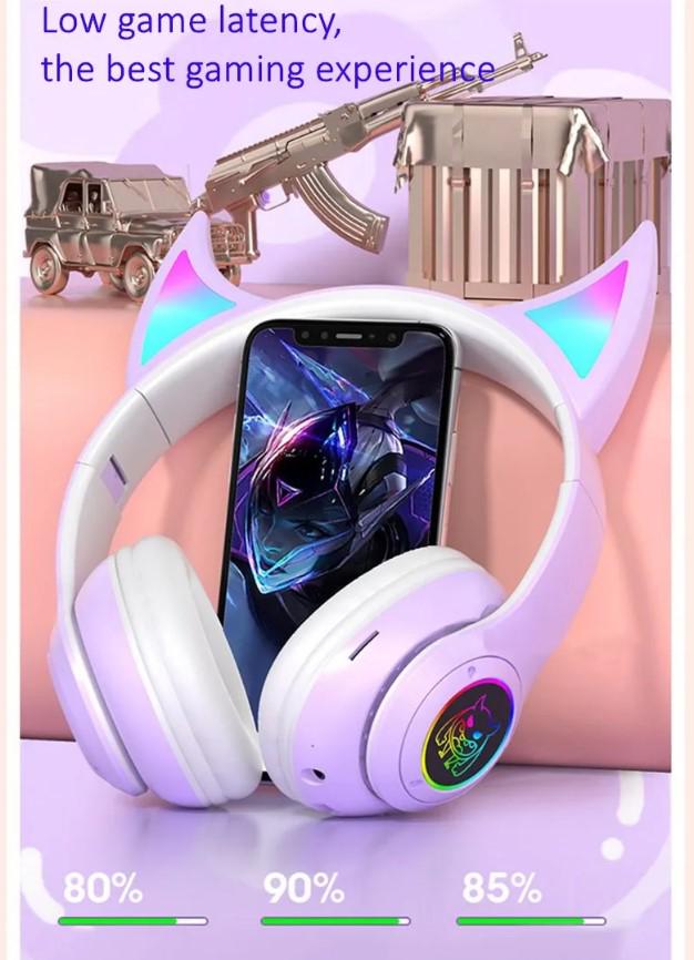 Наушники STN-25 с ушками и подсветкой беспроводные Фиолетовый (2104618666) - фото 11 Наушники STN-25 с ушками и подсветкой беспроводные Фиолетовый (2104618666) - фото 11