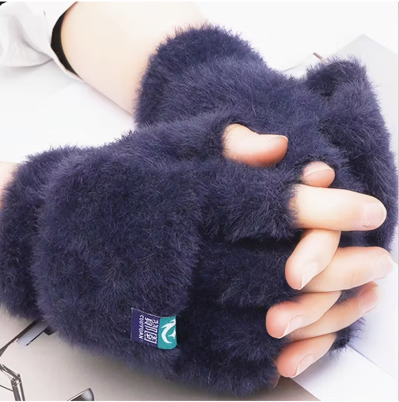 Перчатки-митинки женские Митенки велюровые без пальцев с клапаном S (1305/3) - фото 1