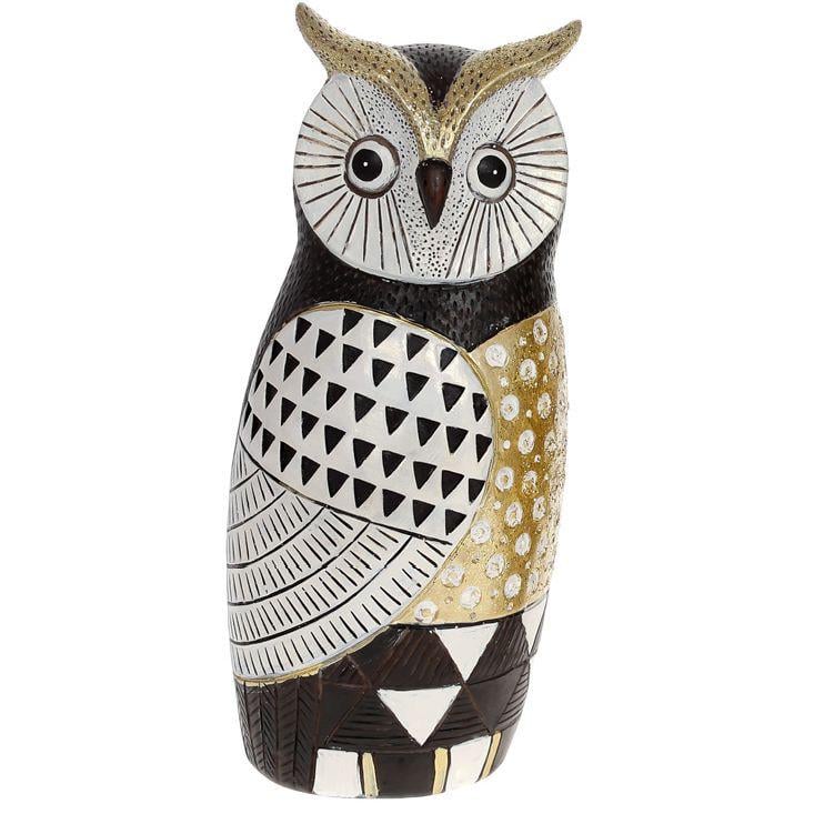 Декоративная статуэтка Bonadi Сова 23 см Черно-белый/Золотой (218-945)