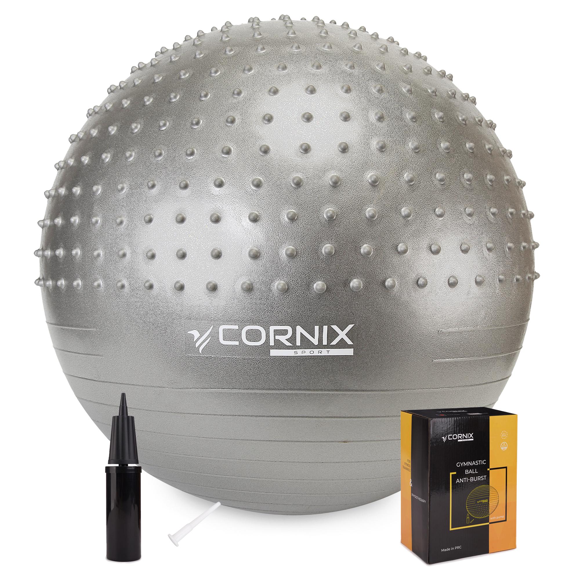 Фитбол для фитнеса полумассажный Cornix Anti-Burst XR-0479 65 см Silver