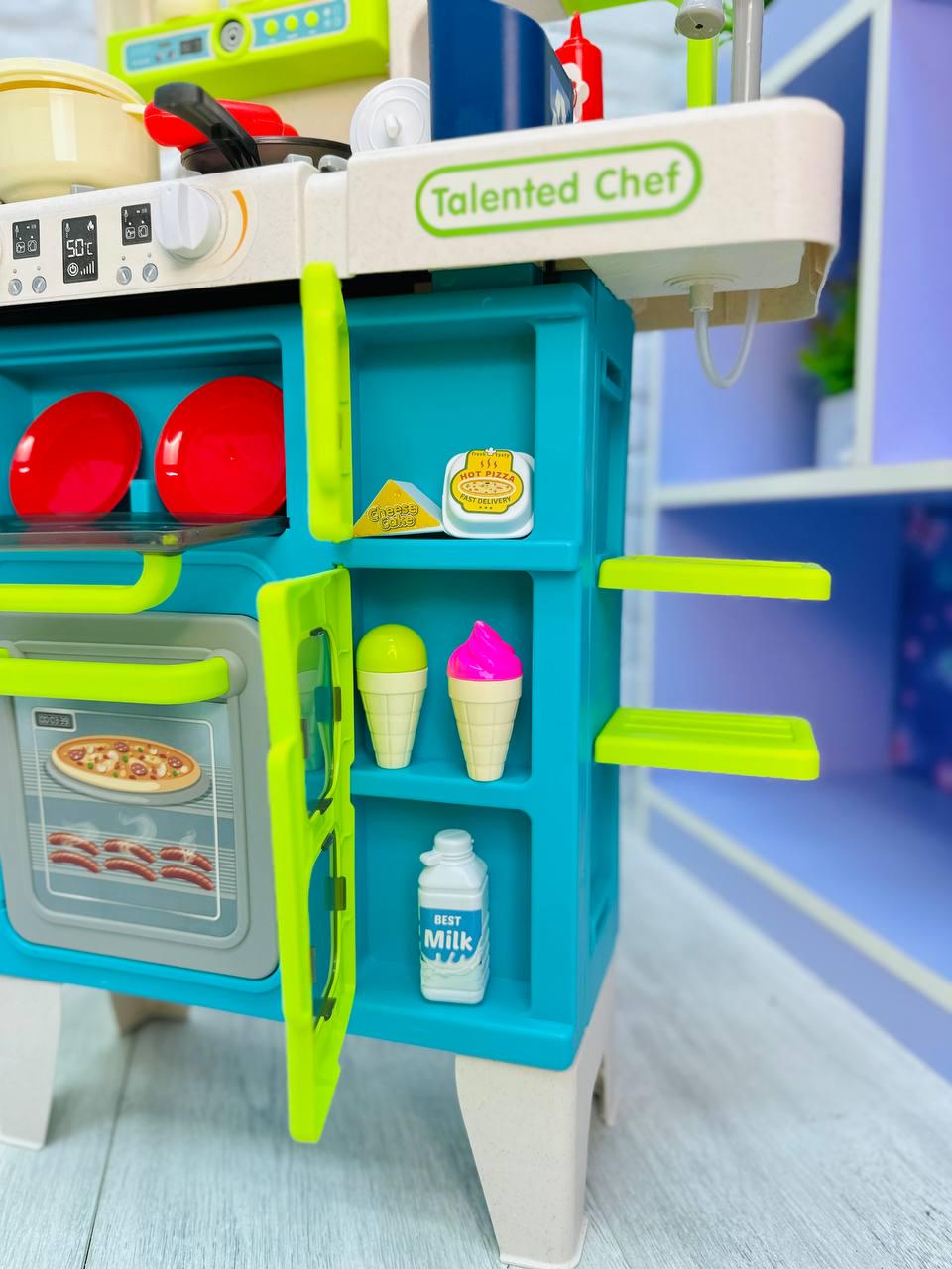 Кухня игровая 92 см 45 пр. Зеленый с синим (2529-1) - фото 4