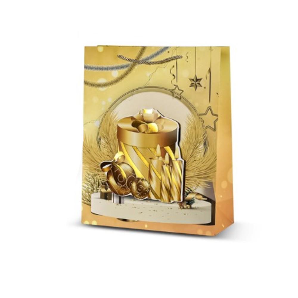 Подарочный пакет Stenson New Year 3D 18х23х10 см Желтый (R96628-S)