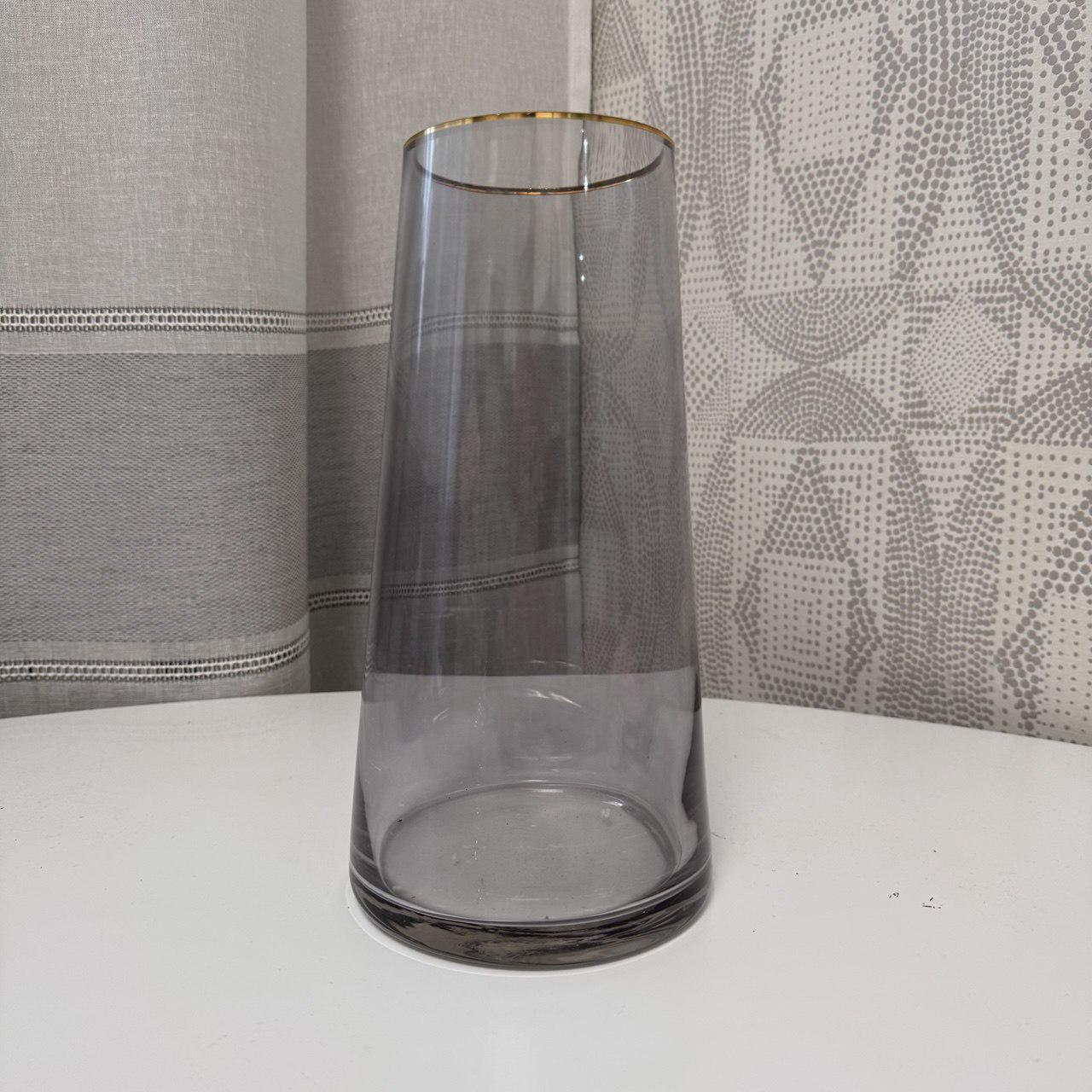 Ваза стеклянная 25 см Прозрачно-Серый/Золотой (AWN-00462) - фото 3