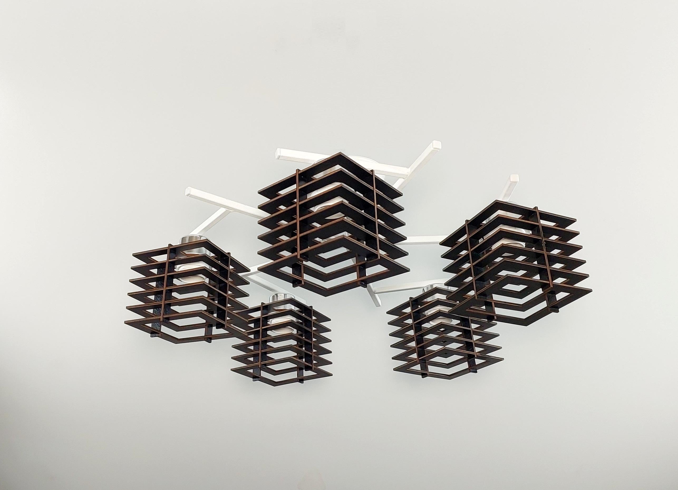 Люстра потолочная Лофт 3213/5 на 5 плафонов металлическая Белый/Черный