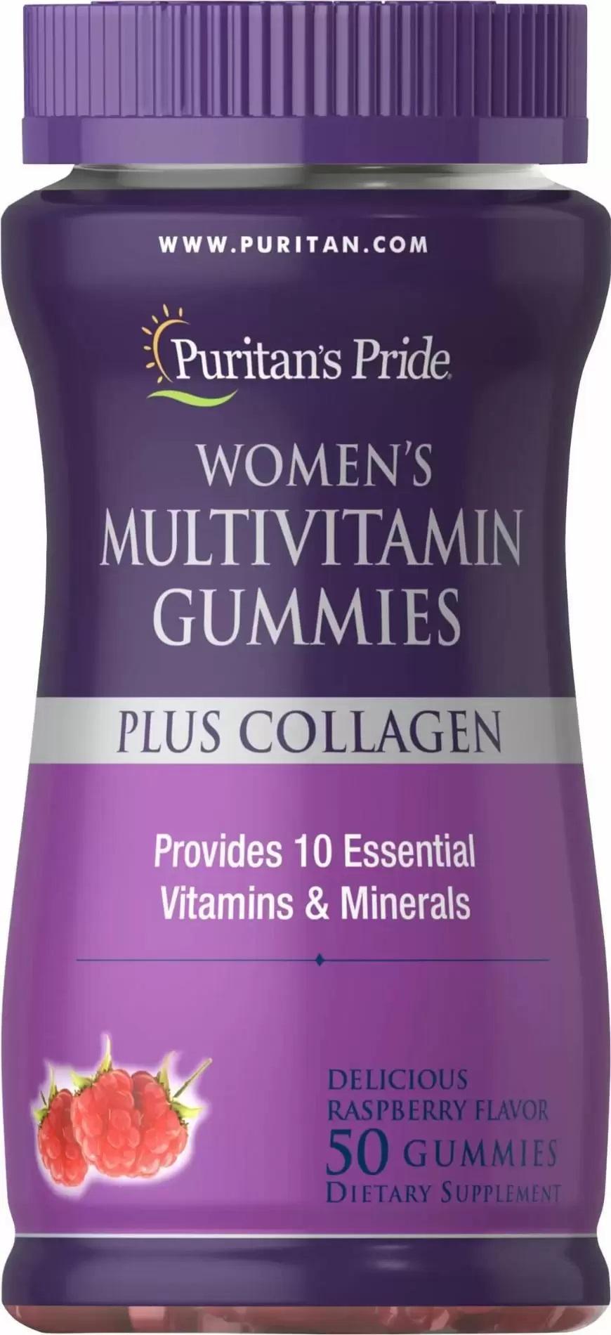 Витаминно-минеральный комплекс Puritan's Pride Women's Gummies Multivitamin Plus Collagen 50 Gummies Малина