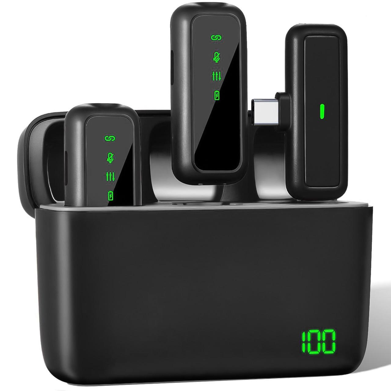 Микрофон двойной петличный с зарядным кейсом Savetek P34-2 Type-C для Android смартфонов/планшетов беспроводной до 20 м