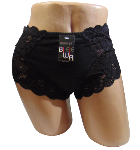 Жіночі трусики бавовняні Biweier 3010 з мереживом XL Чорний (1868722190)