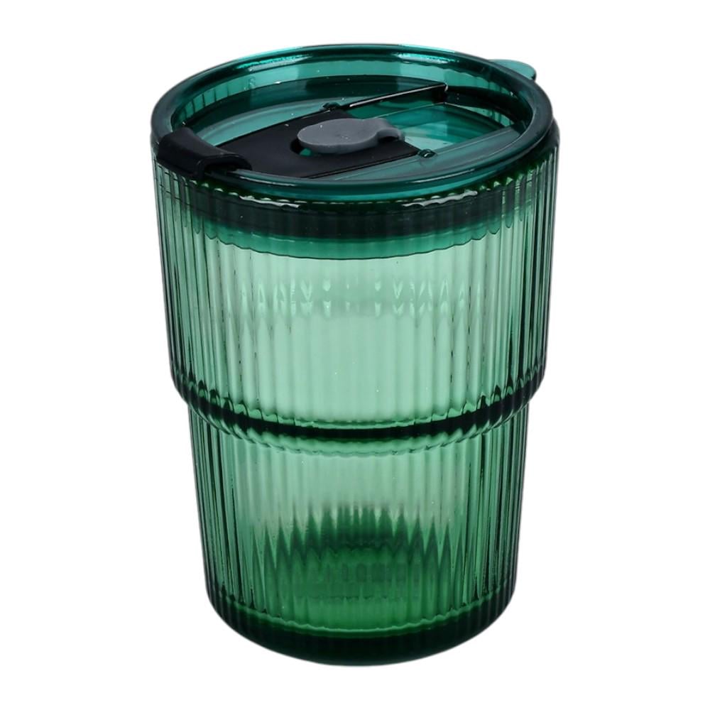 Стакан-поилка с крышкой Stenson Glassy 430 мл Зеленый (R101154)