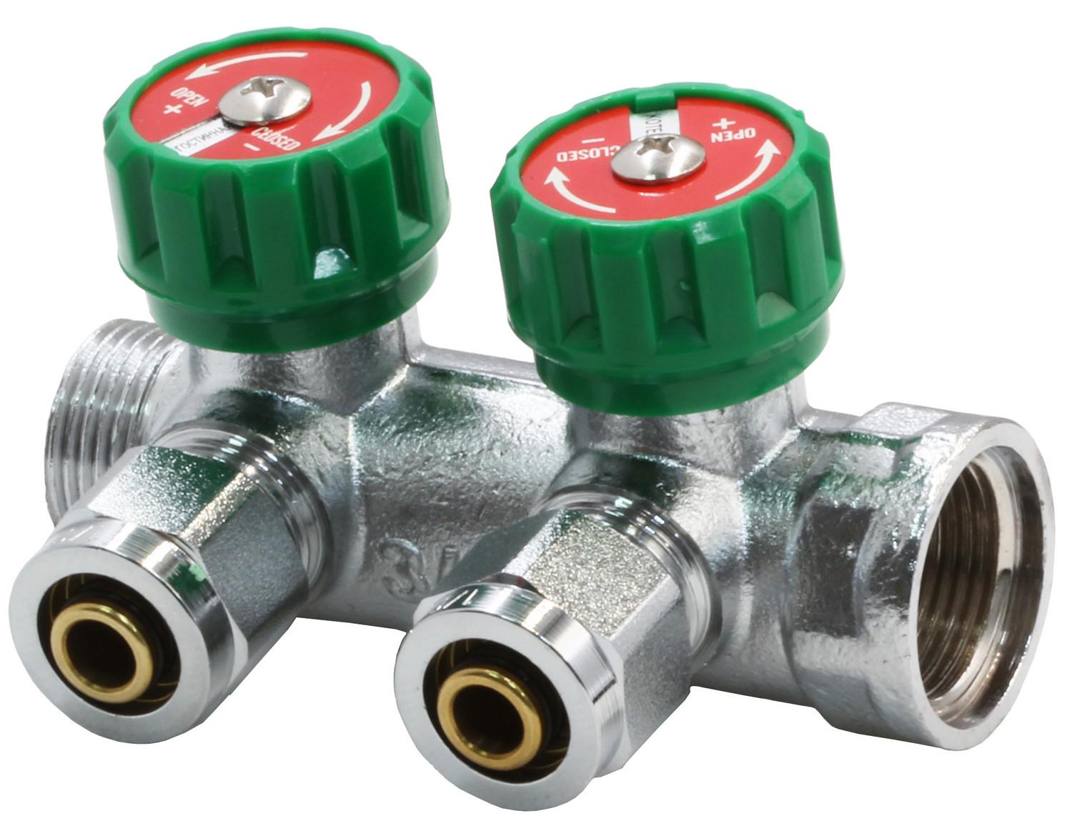 Коллектор вентильный KOER KR.1121-2 3/4x2" WAYS с фитингом (KR2650)