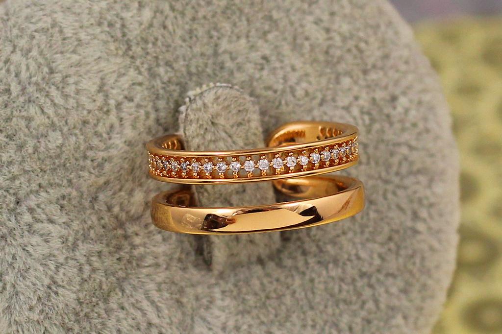 Кольцо Xuping Jewelry Два пути раздвижное р. 18 Золотистый