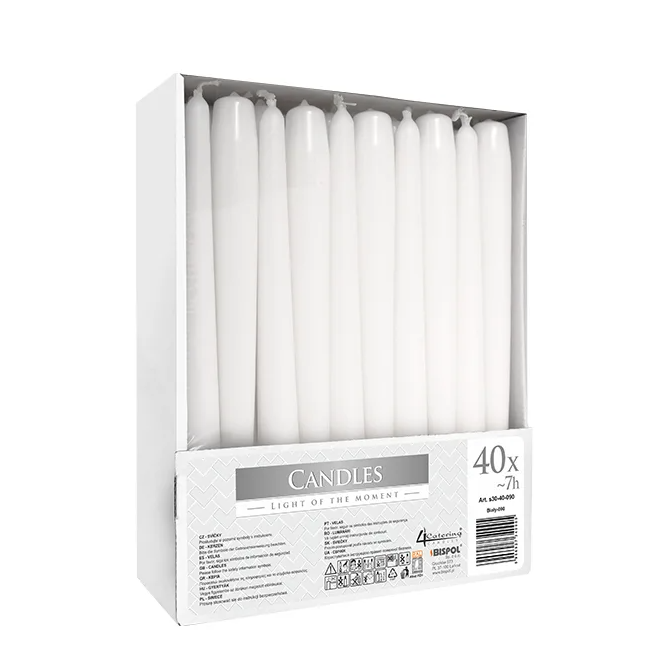Комплект свечек конусных Flora Bispol 40 шт. 24,5 см Белый (27362)