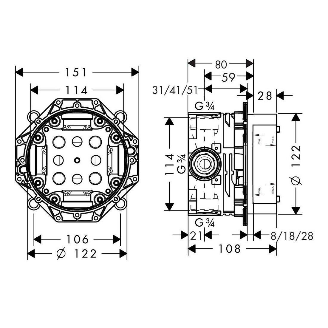 Прихована частина змішувача Hansgrohe Ibox Universal 01800180 (71051) - фото 2