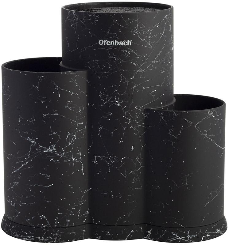 Подставка-колода Ofenbach Black Marble для кухонных ножей и ножниц 23х12х22 см тройная круглая (NB-100207)